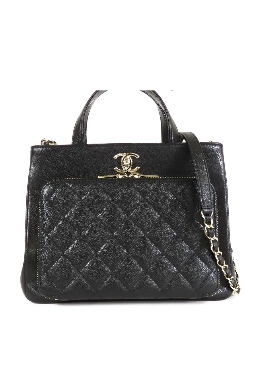 Chanel Business Affinity Black Gold Caviar Leather Small 2-Way Shoulder Bag